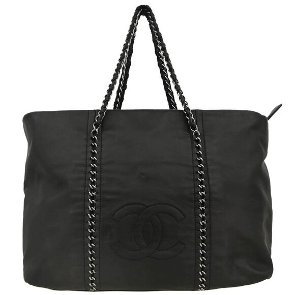 Chanel Black Calfskin Luxury Line Chain Tote Handbag 176338 - Picture 1 of 11